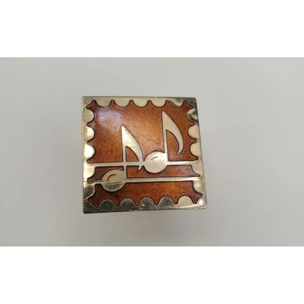 Vtg MCM Musicical Note Goldtone Coppertone Men Music Cuff Links